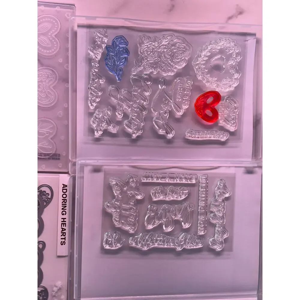 Stampin Up Adoring Hearts Hybrid 3D Folder Dies Linked Together Lot